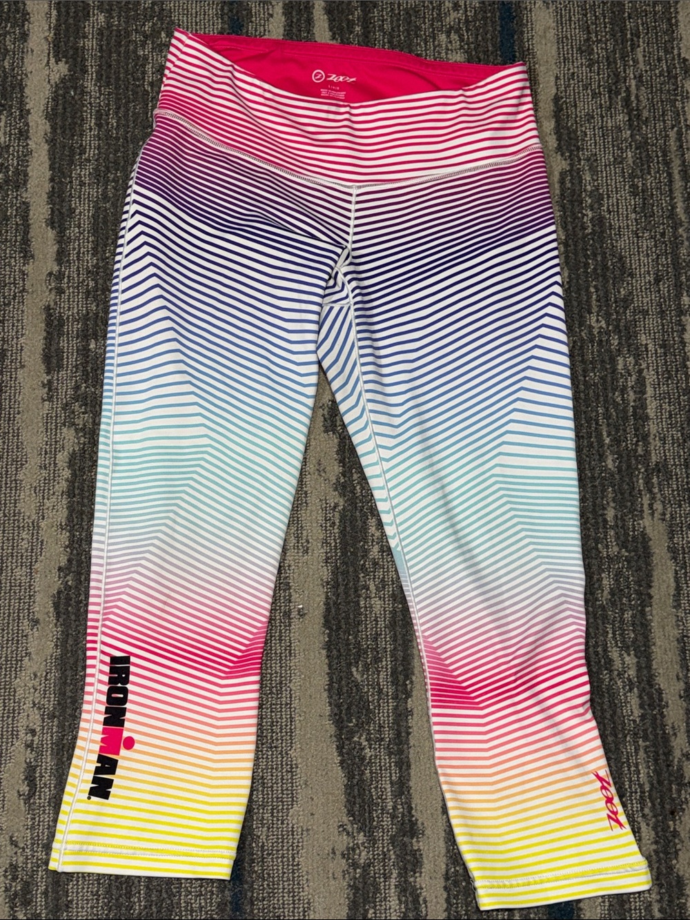 Size L Zoot Iron Man Ombre Rainbow Stripe Active Leggings - Multicolor